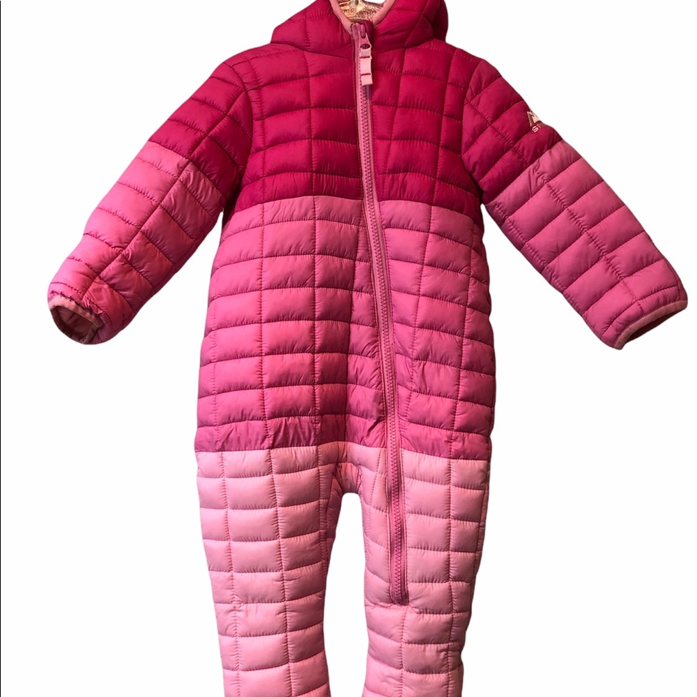 Snozu Girls Gradient Pink Quilted One-Piece Snowsuit